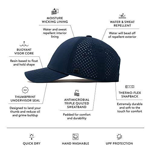 melin A-Game Hydro, Navy, Men’s Performance Snapback Hats, Water-Resistant Fitted Baseball Caps for Men & Women, Golf, Running, or Workout Hat, Medium-Large - Image 2