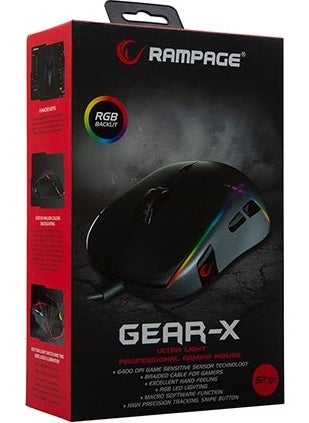Rampage - SMX-R115 GEAR-X 6400dpi RGB 9-Button Macro Gaming Mouse - Image 1