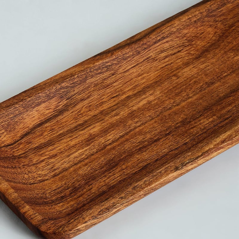 SAAGA Acacia Solid Wood Rectangular Platter - 12 Inch X 5 Inch - Tray for Kitchen & Dining, Ideal for Snacks, Fruits, & Desserts - Brown - Image 4
