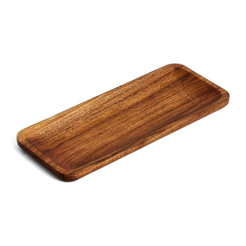 SAAGA Acacia Solid Wood Rectangular Platter - 12 Inch X 5 Inch - Tray for Kitchen & Dining, Ideal for Snacks, Fruits, & Desserts - Brown - Image 1