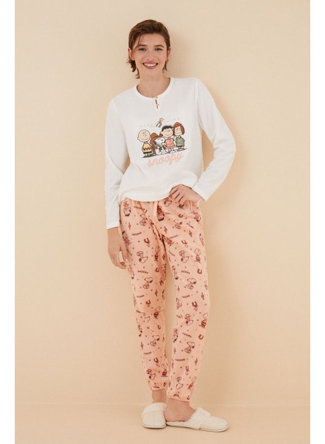 women'secret Ivory Snoopy fleece pajamas  - Image 3