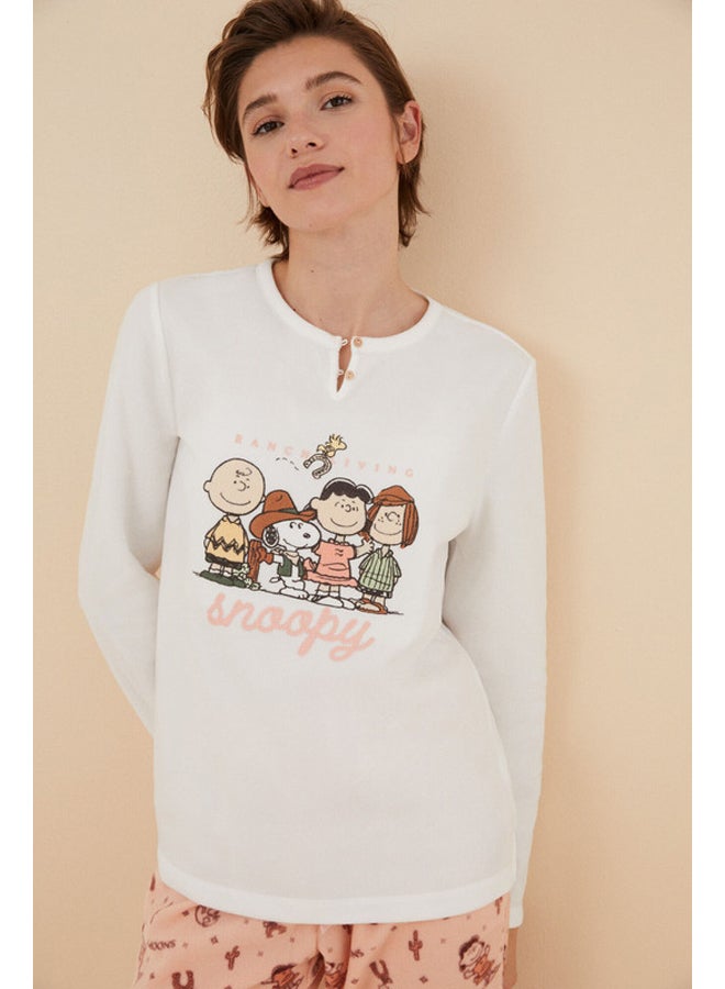 women'secret Ivory Snoopy fleece pajamas  - Image 5