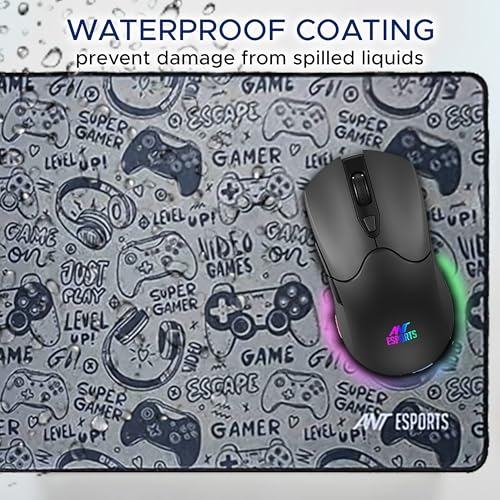 Ant Esports Gamerz Paradise Theme Extended Mouse Pad – 900x400mm Large Waterproof Desk Mat, Non-Slip Rubber Base, Keyboard & Mouse Mat for Gaming Setup, Office & Home – Grey Multicolor Design - Image 3