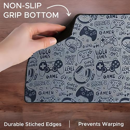 Ant Esports Gamerz Paradise Theme Extended Mouse Pad – 900x400mm Large Waterproof Desk Mat, Non-Slip Rubber Base, Keyboard & Mouse Mat for Gaming Setup, Office & Home – Grey Multicolor Design - Image 2