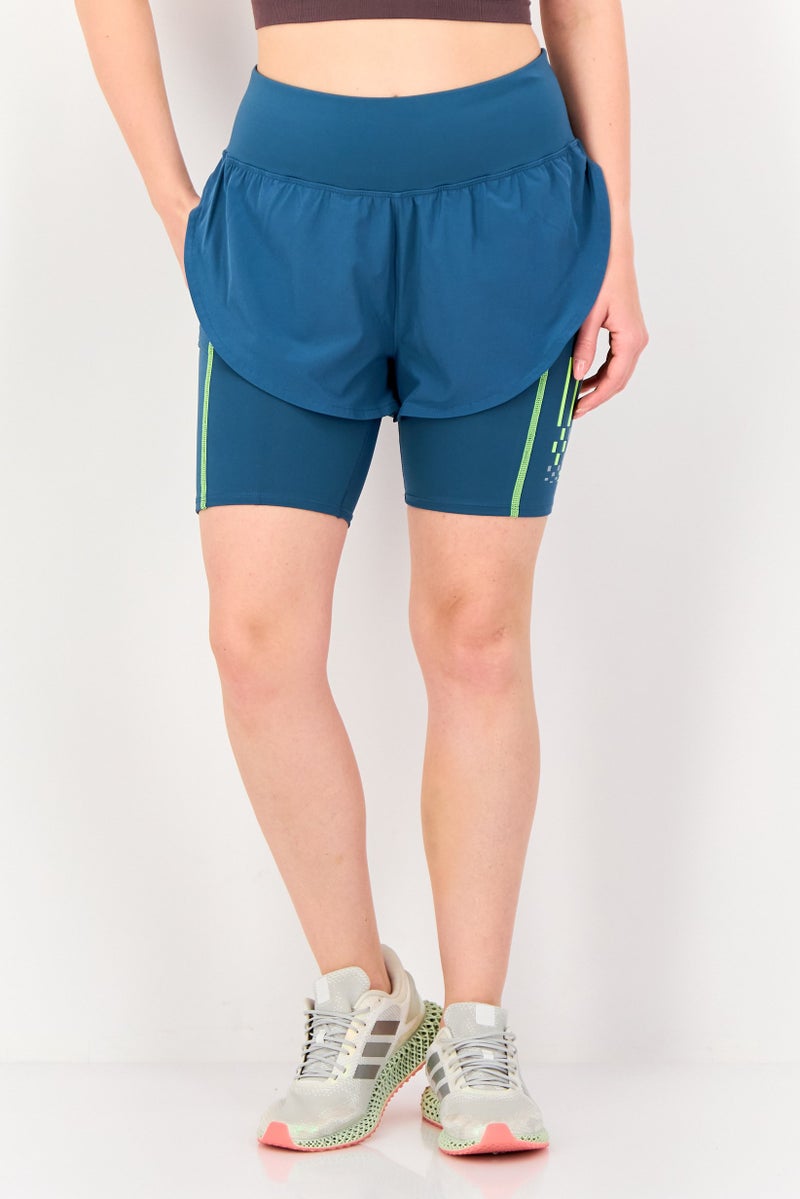 UNDER ARMOUR شورتات تدريب رياضية للنساء، أزرق فيروزي - Image 1