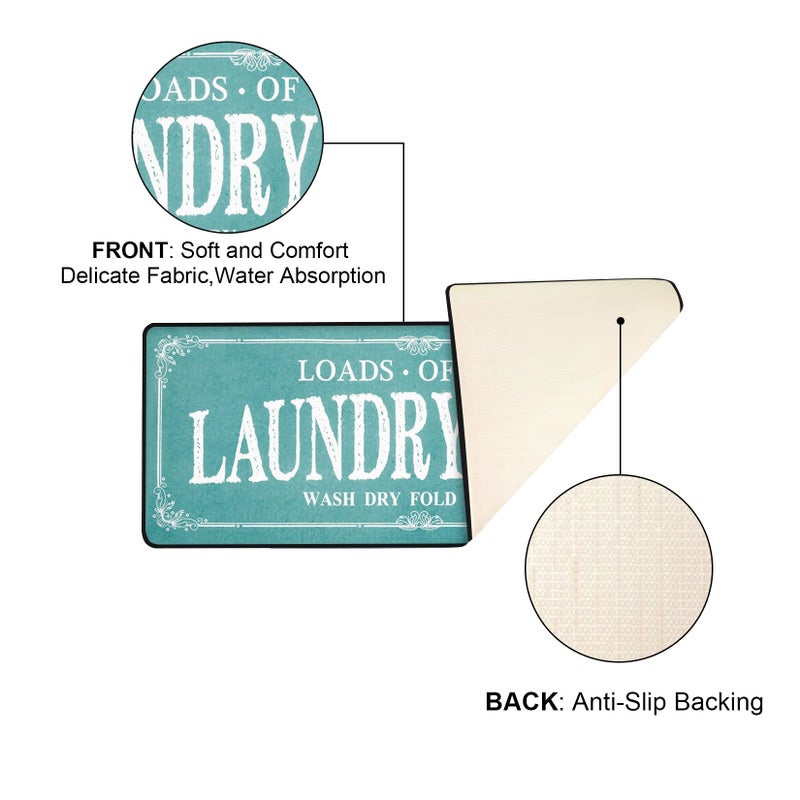 ROMAMIGO Laundry Room Rug Runner Non Slip Laundry Mats Mudroom Runner Farmhouse Kitchen Floor Mat Bathroom Laundry Room Decor Accessories(Teal, 20 X 47 inch) - Image 5