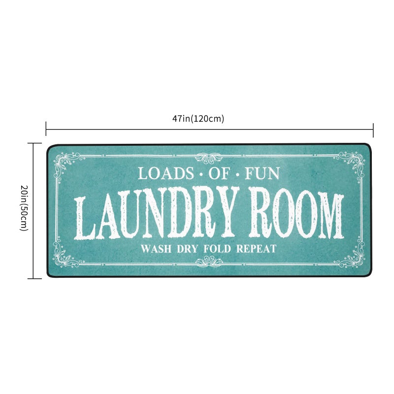 ROMAMIGO Laundry Room Rug Runner Non Slip Laundry Mats Mudroom Runner Farmhouse Kitchen Floor Mat Bathroom Laundry Room Decor Accessories(Teal, 20 X 47 inch) - Image 4