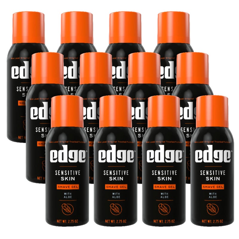 Edge Shaving Gel for Men, Sensitive Skin with Aloe, (12 Pack) - Shave Gel For Men That Moisturizes, Protects and Soothes To Help Reduce Skin Irritation