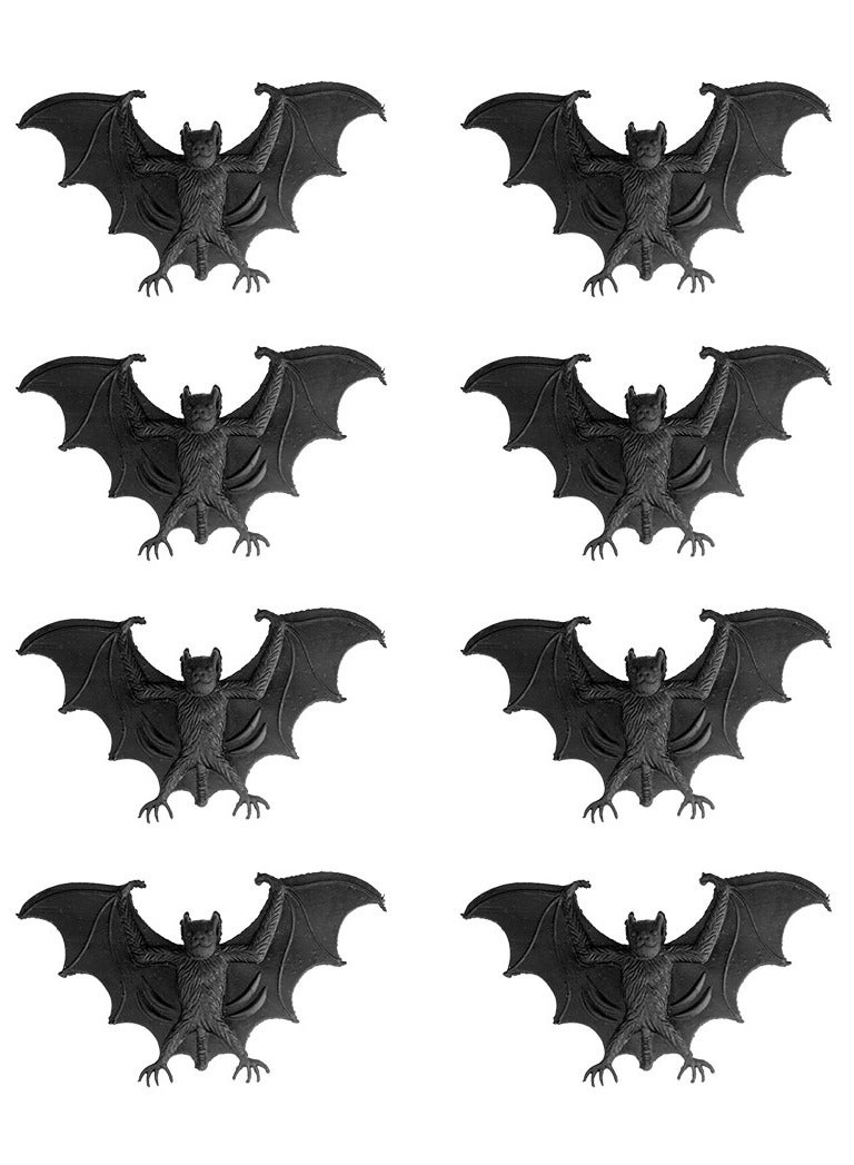 MAD TOYS Spooky 8-Piece Fake Black Bats Halloween Decoration for Fun Prank, Trick-or-Treat Props, Theme Party, Haunted House Decor, Size 11 x 6.5cm Each - Image 1