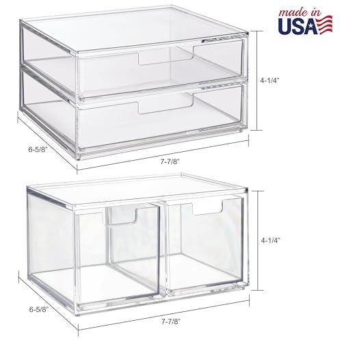 STORi Chloe Space-Saving Clear Drawer Organizer (4 Drawer Set) Sort Office, Kitchen, Beauty Supplies, Makeup, Pens, Jewelry, Stationary, Made in USA - Image 5