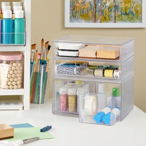 STORi Chloe Space-Saving Clear Drawer Organizer (4 Drawer Set) Sort Office, Kitchen, Beauty Supplies, Makeup, Pens, Jewelry, Stationary, Made in USA - Image 3