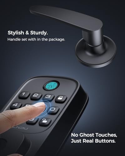 LNDU Smart Door Locks for Front Door, WiFi Smart Deadbolt Lock with Handle Set, Supports Fingerprint, Amazon Alexa, Google Assistant, App Control, Auto-Lock, One-Time Code, Anti-Peeking Password - Image 5