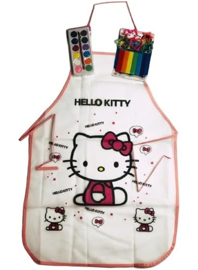 Kitchen apron with cartoon design, multi-purpose waterproof, for boys and girls Children’s apron, from the age of 4 years for children and women + 6 clay colors, 5 cutters, and a palette of 12 water c - Image 2