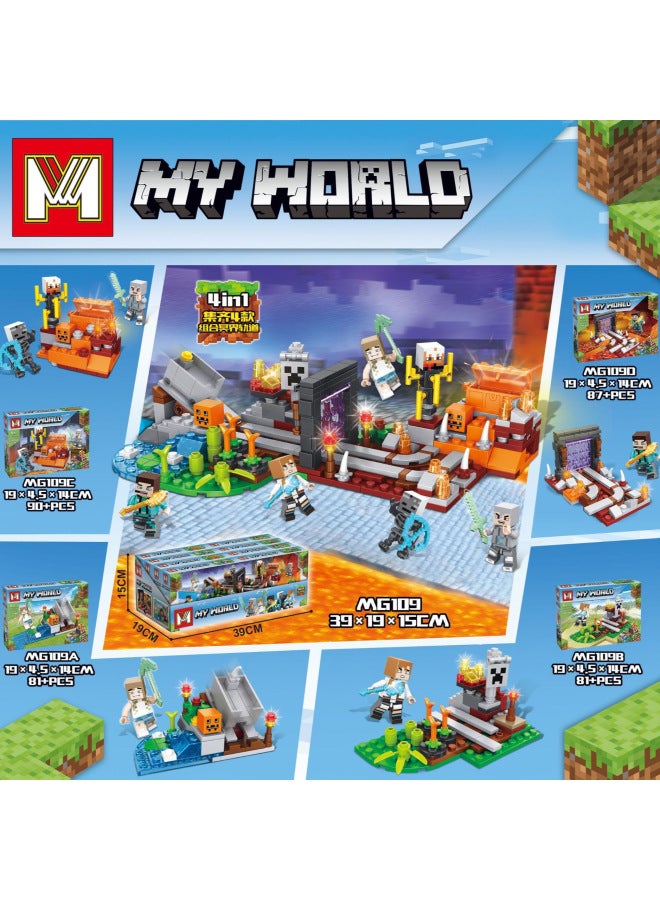 Mingge Building Blocks MG3011 Steve Farm My Building Blocks World Assembled Small Particle Building Blocks-Color:MG328 (a Set Of 4 Boxes)