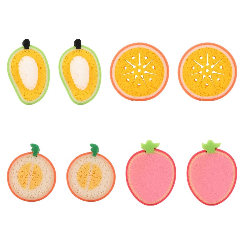8 Pcs Fruit Shaped Exfoliating Bath Sponges Soft Shower Brush For Gentle Skin Care - Image 2