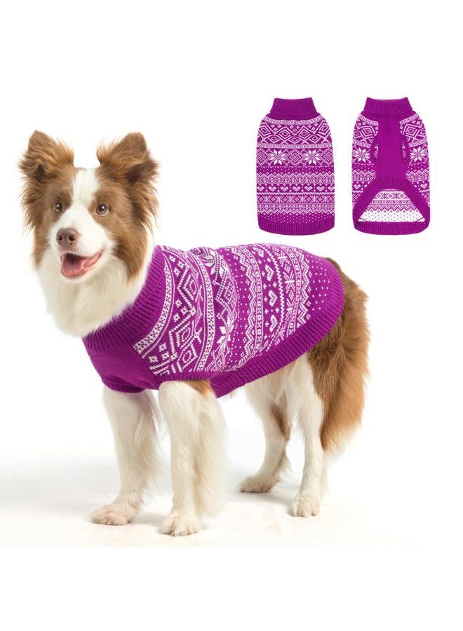HOMIMP Dog Sweater Argyle - Warm Sweater Winter Clothes Puppy Soft Coat, Ugly Dog Sweater for Small Medium and Large Dogs, Pet Clothing Boy Girl, Purple L - Image 1