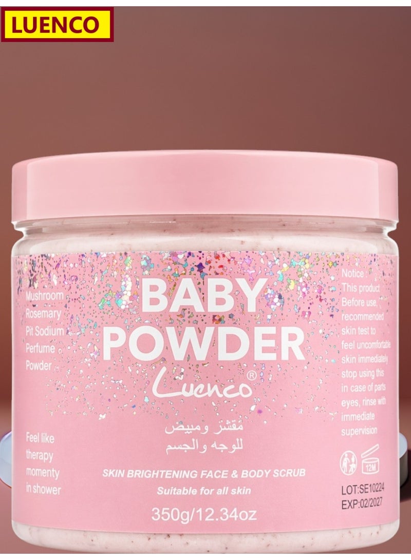 LUENCO Baby Powder Skin Brightening Face & Body Scrub Suitable For All Skin 350g - Image 1