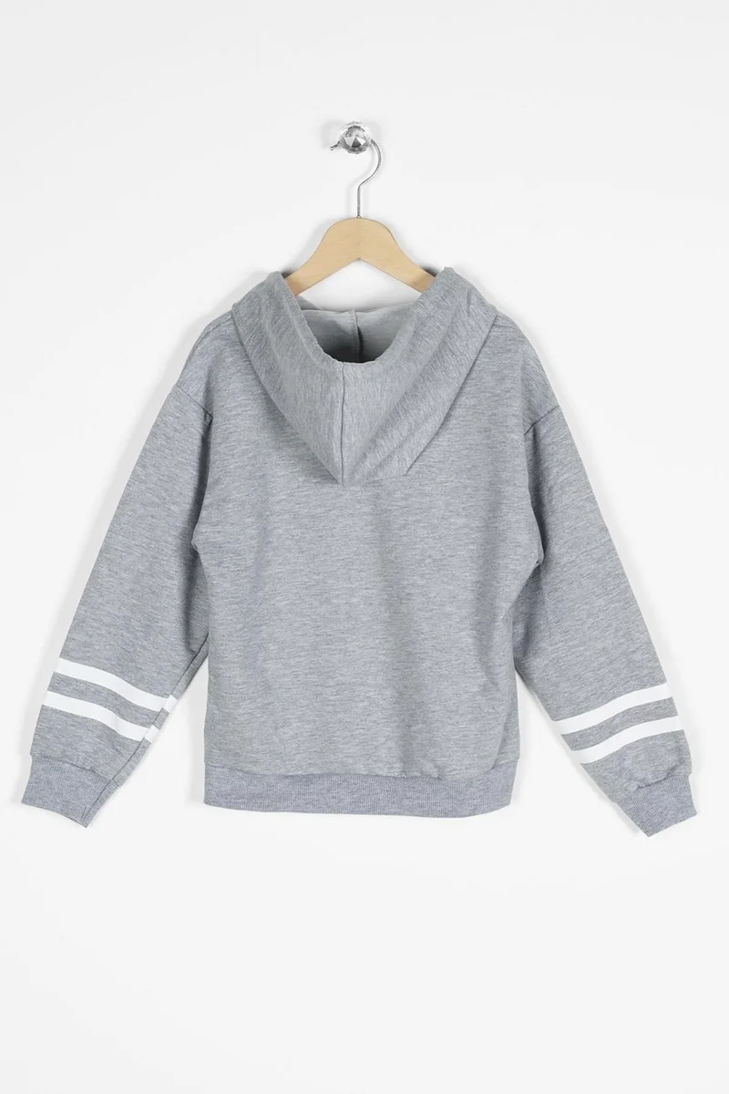 زيبكيدز Hooded Long Sleeve Gray Color Girls Sweatshirt