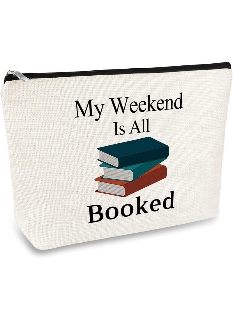 Mikela Book Lover Gifts Makeup Bag Reading Book Club Gift Bibliophile Gifts Book Worm Gift Bookish Gifts Librarian Gifts Christmas Birthday Gifts for Book Lover Friends Teacher Student Travel Cosmetic Bag 