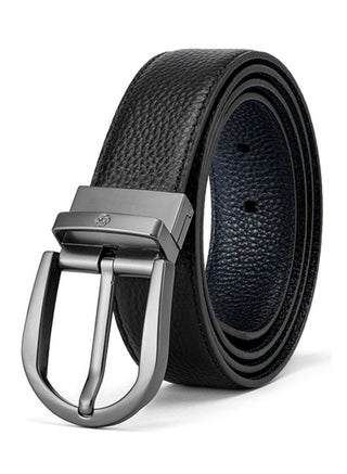 Wayne II BIZ PIN Plate 01 Belt, Black|100% Leather|Hole Free Belt