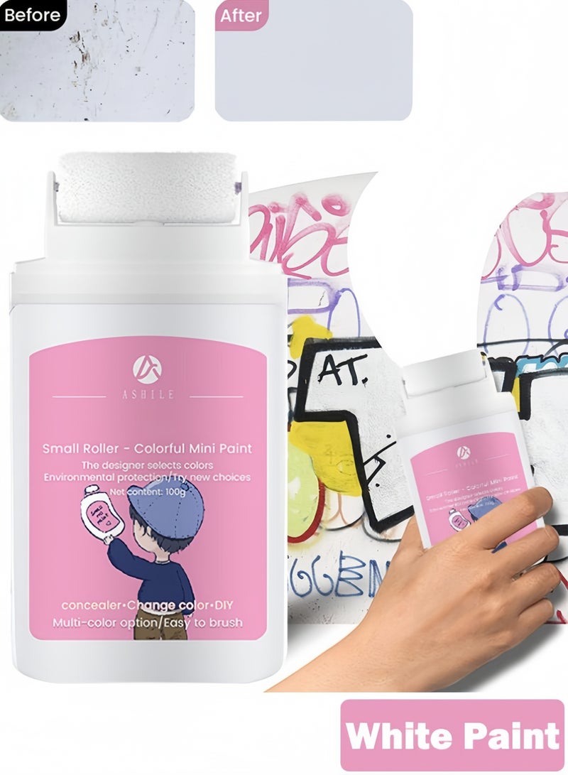 ASHILE Small Roller White Paint for Wall Portable Wall Repair Paint Wall Mending Agent Wall Spackle with Roll Brush Wall Surface Hole Fill Quick and Easy Solution - Image 1