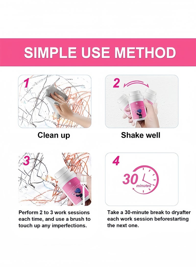 ASHILE Small Roller White Paint for Wall Portable Wall Repair Paint Wall Mending Agent Wall Spackle with Roll Brush Wall Surface Hole Fill Quick and Easy Solution - Image 4
