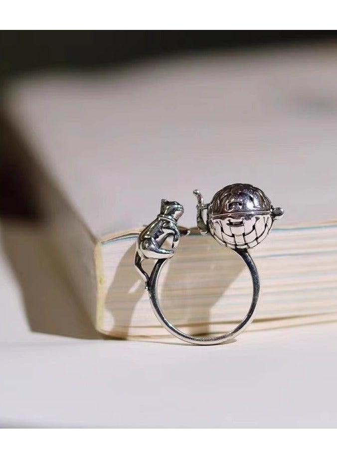 Unique Cat Ring Aromatherapy Finger Open Adjustable Ring Cute Naughty Cats Fashion Portable Mini Locket Rings Convenient Accessories Jewelry Birthday Xmas for Women Men Pet Lover - Image 5