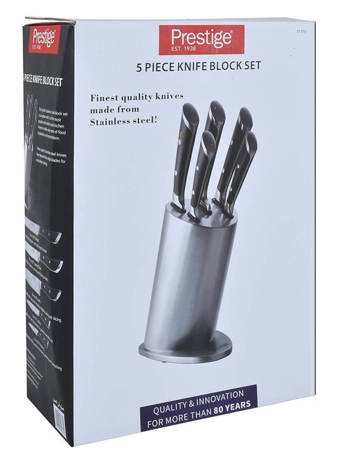 Prestige 5-Piece Knife Block Set Silver/Black 20 Cm, 20 Cm, 20 Cm, 13 Cm, 9cm - Image 2