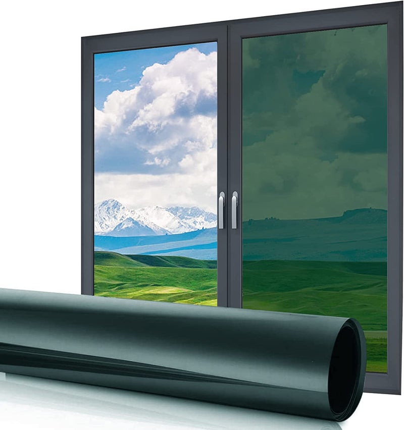 HAPPYMATES One Way Daytime Window Tint Anti UV Heat Control Privacy Protecting Sun Blocking Reflective Window Film for Home & Office (19.9 Inch X 8.3 Feet, Multi Green) - Image 1