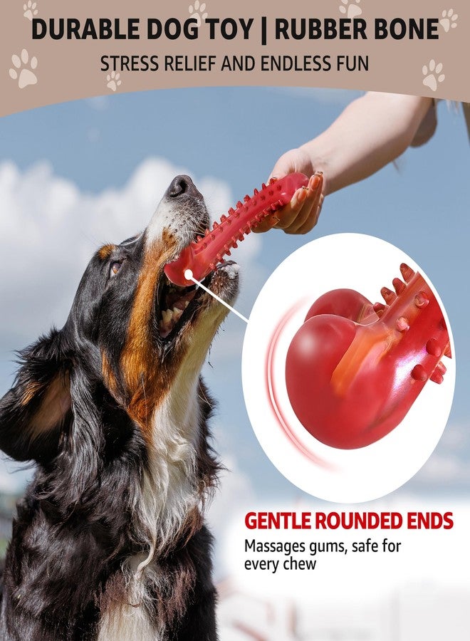 IPTPAS Dog Chew Toy for Aggressive Chewers, Tough Natural Rubber Bone with Irresistible Beef Flavor, Long-Lasting Teeth Cleaning & Reduce Boredom, Durable Dog Dental Toy for Small Medium Large Breeds - Image 2
