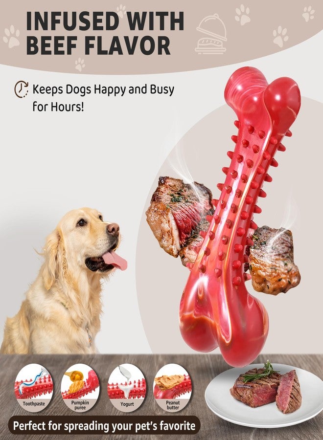 IPTPAS Dog Chew Toy for Aggressive Chewers, Tough Natural Rubber Bone with Irresistible Beef Flavor, Long-Lasting Teeth Cleaning & Reduce Boredom, Durable Dog Dental Toy for Small Medium Large Breeds - Image 3