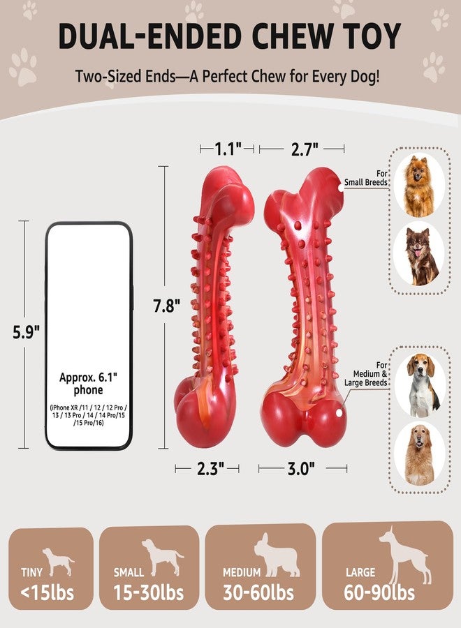 IPTPAS Dog Chew Toy for Aggressive Chewers, Tough Natural Rubber Bone with Irresistible Beef Flavor, Long-Lasting Teeth Cleaning & Reduce Boredom, Durable Dog Dental Toy for Small Medium Large Breeds - Image 4