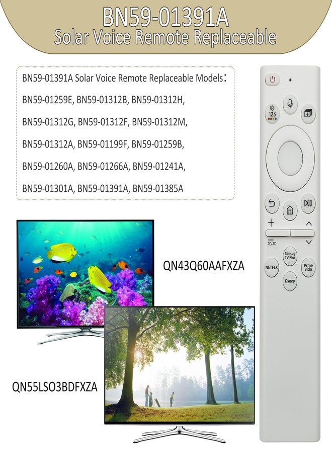 Bxmgr BN59-01391A TM2281E Fit for Samsung TV Remote Compatible with Samsung Frame TV Remote 2021-2024 Neo LED Smart 4K Ultra HD TV, with Bluetooth Rechargeable Solar Cell, 4 Shortcut Buttons, White - Image 3