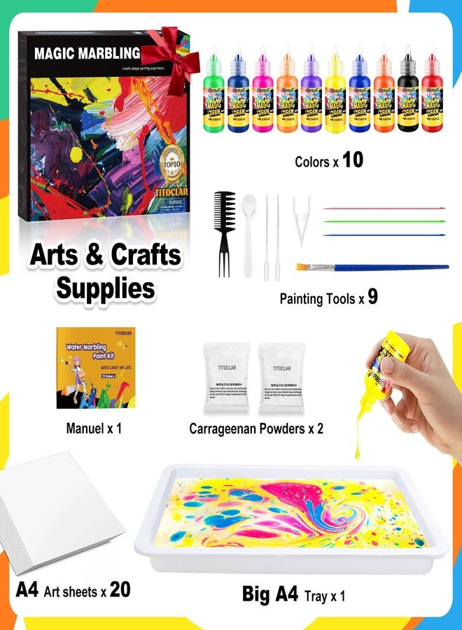 Titoclar Water Marbling Paint Kit,Easter Basket Stuffers,Arts and Crafts for Kids,Birthday Gifts for Girls Boys 3+Years Old, Toys for Ages 8-13 5-7 3-6, Art Supplies for Kids - Image 3