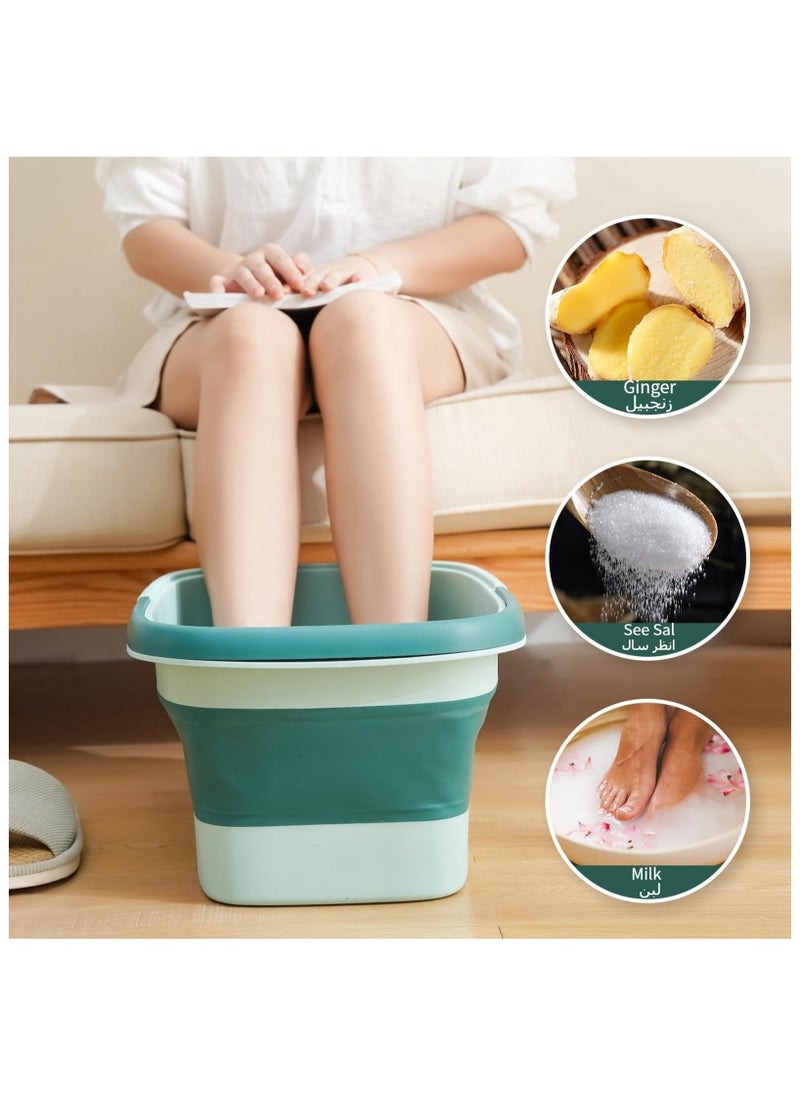 Anmi - Collapsible Foot Bath Basin Foot soak Tub, Foot Soaking Tub with Massage Acupoint for Feet Soaking, Pedicure Foot Spa, Multifunction Plastic Bucket with Handle, Home Spa Treatment – Blue - Image 1