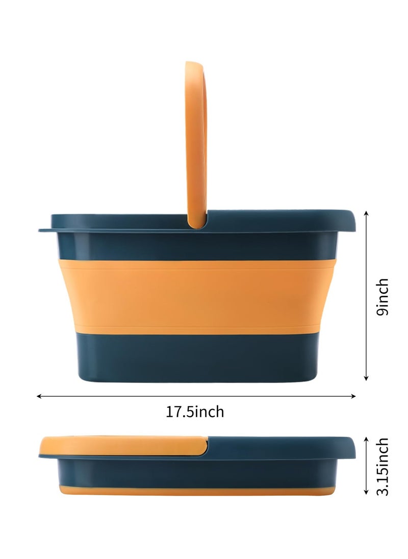 Anmi - Collapsible Foot Bath Basin Foot soak Tub, Foot Soaking Tub with Massage Acupoint for Feet Soaking, Pedicure Foot Spa, Multifunction Plastic Bucket with Handle, Home Spa Treatment – Blue - Image 1