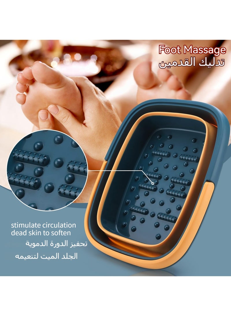 Anmi - Collapsible Foot Bath Basin Foot soak Tub, Foot Soaking Tub with Massage Acupoint for Feet Soaking, Pedicure Foot Spa, Multifunction Plastic Bucket with Handle, Home Spa Treatment – Blue - Image 1