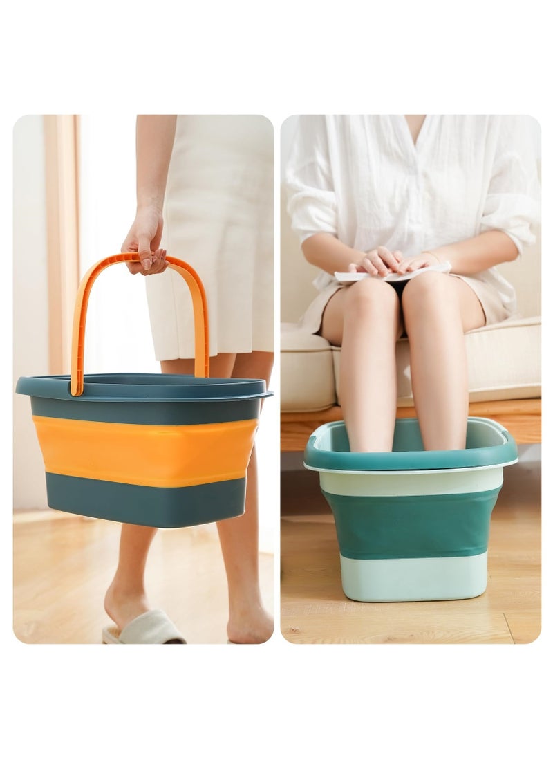 Anmi - Collapsible Foot Bath Basin Foot soak Tub, Foot Soaking Tub with Massage Acupoint for Feet Soaking, Pedicure Foot Spa, Multifunction Plastic Bucket with Handle, Home Spa Treatment – Blue - Image 1