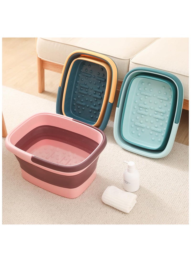 Anmi - Collapsible Foot Bath Basin Foot soak Tub, Foot Soaking Tub with Massage Acupoint for Feet Soaking, Pedicure Foot Spa, Multifunction Plastic Bucket with Handle, Home Spa Treatment – Blue - Image 1