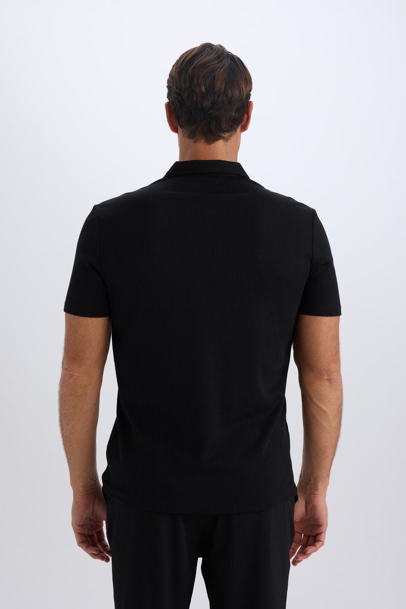 DeFacto Black Man Slim Fit Short Sleeve Polo T-Shirt Casual - Image 5
