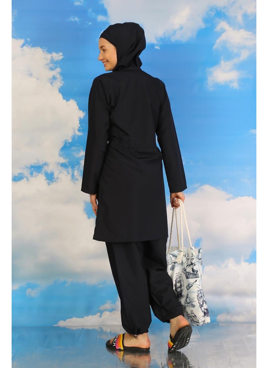 Akbeniz - Women's Full Hijab Navy Blue Swimsuit 31060 - Image 1