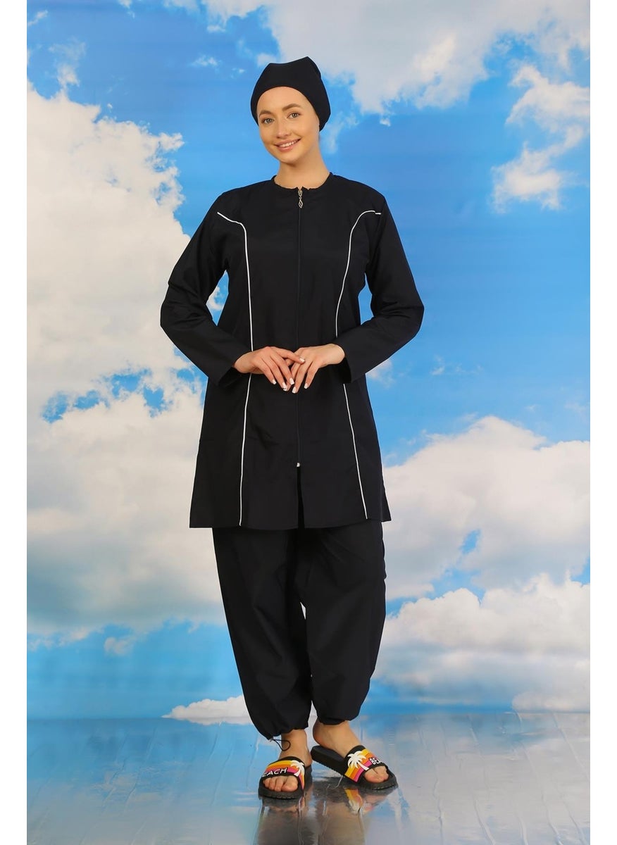 Akbeniz - Women's Full Hijab Navy Blue Swimsuit 31060 - Image 1