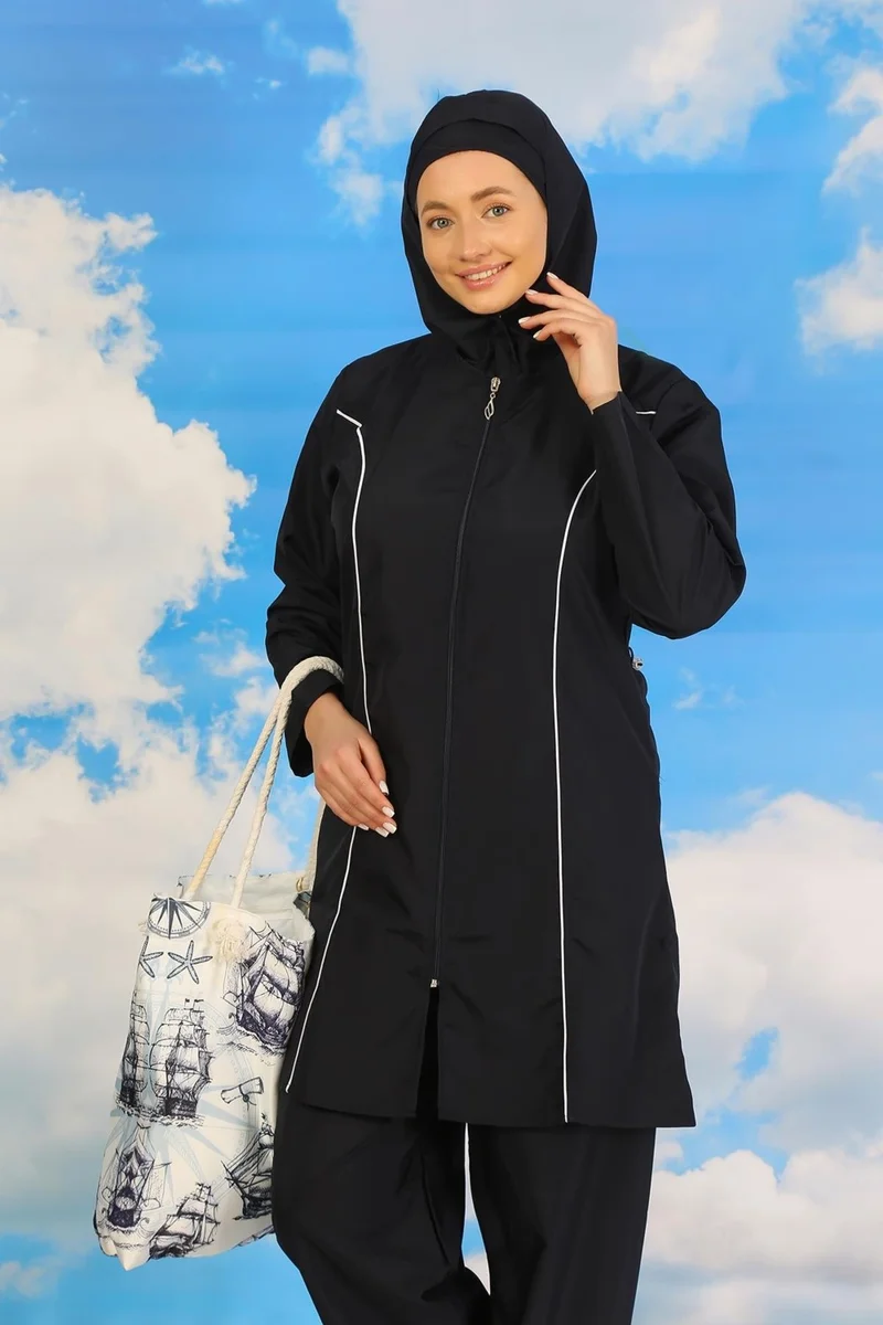 Akbeniz Women's Full Hijab Navy Blue Swimsuit 31060
