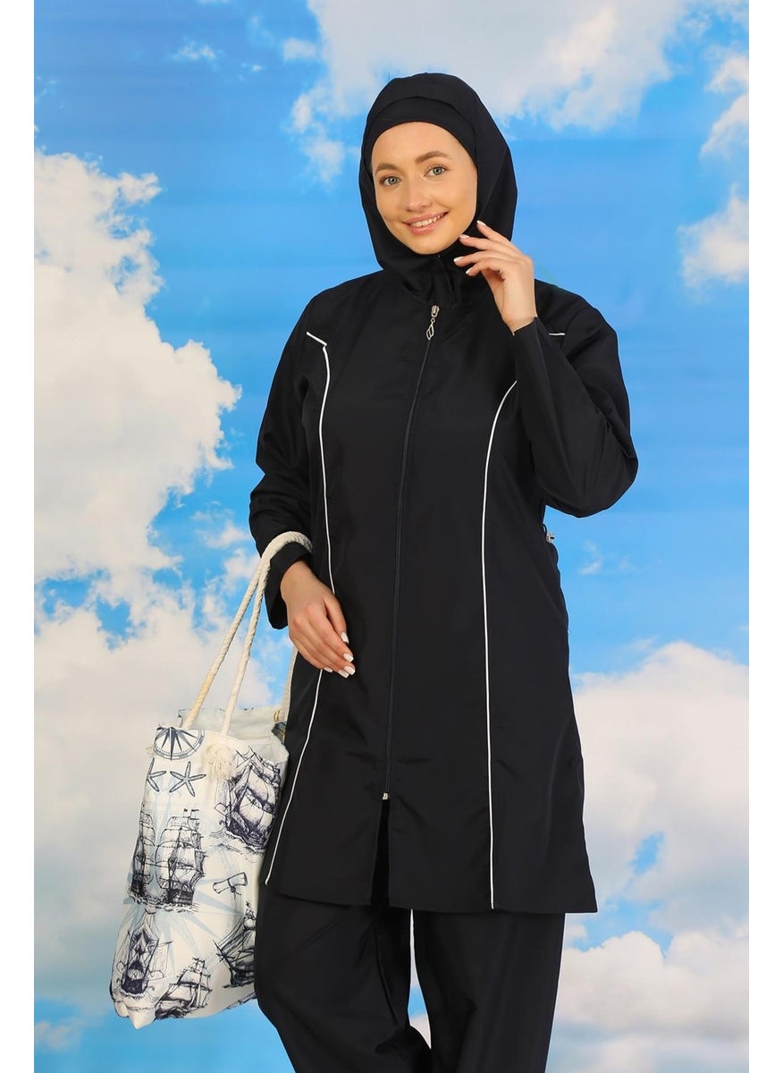 Akbeniz - Women's Full Hijab Navy Blue Swimsuit 31060 - Image 1