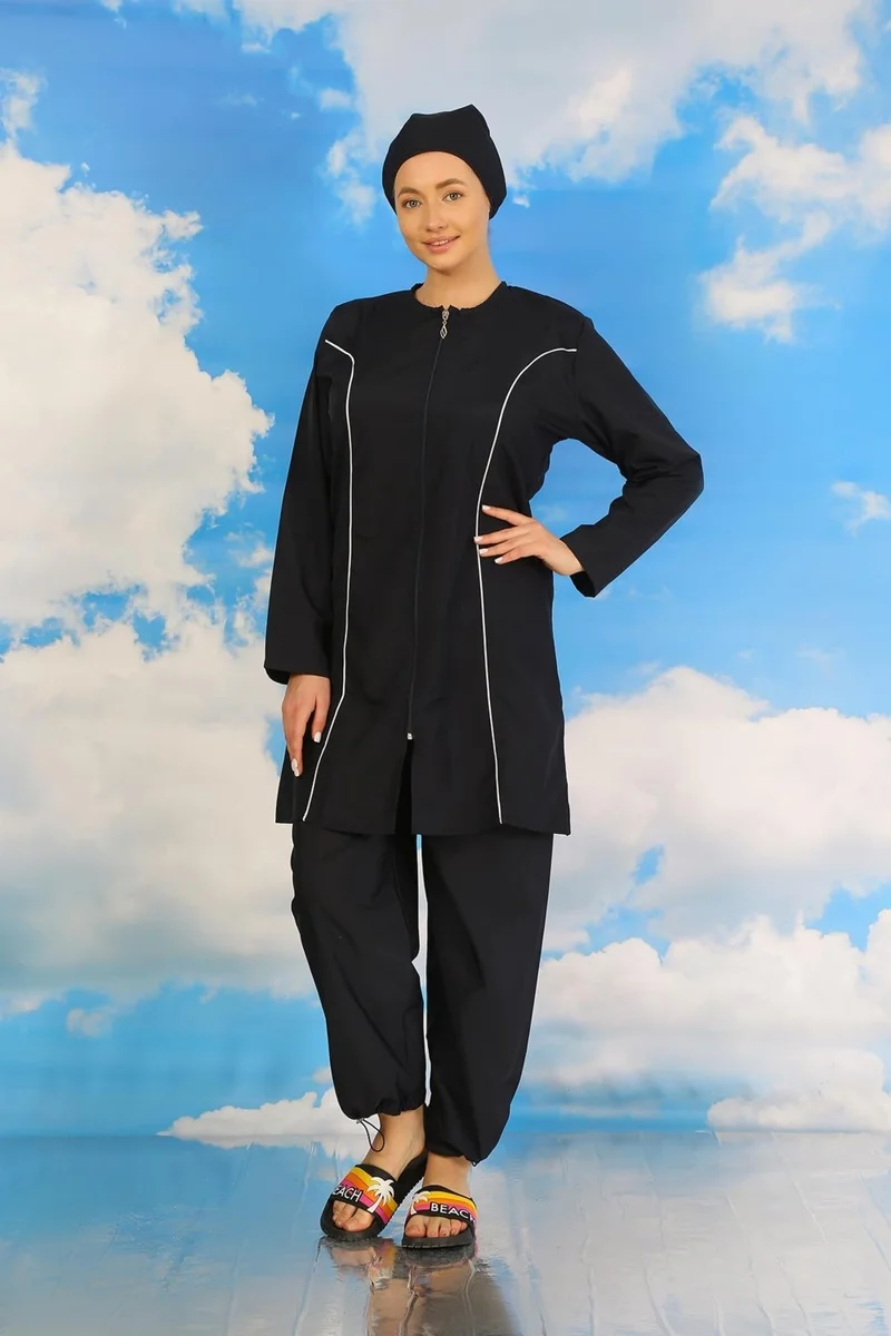 Akbeniz Women's Full Hijab Navy Blue Swimsuit 31060