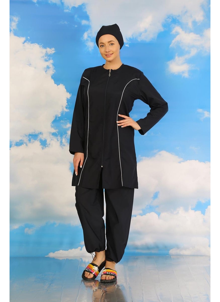 Akbeniz - Women's Full Hijab Navy Blue Swimsuit 31060 - Image 1