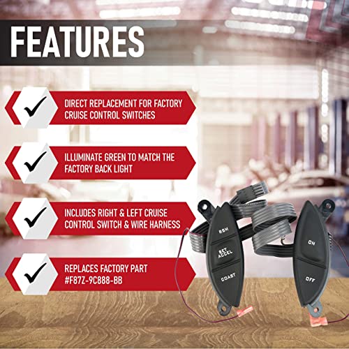 AA Ignition مفتاح التحكم في السرعة المثبت على عجلة القيادة، متوافق مع سيارات فورد وميركوري - رينجر، إكسبلورر، إكسبلورر سبورت تراك، F150 - بديل لـ F87Z9C888BB 2001 2000 2003 2002 - Image 2