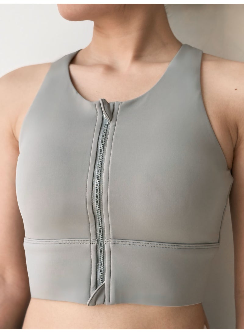 Texcraft Women’s Sleeveless Sports Crop Top – Grey | Slim Fit, Scoop Neck, Solid Activewear for Gym & Yoga - Image 2