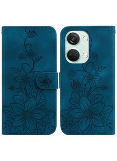 Case Cover For For OnePlus Nord 3 Lily Embossed Leather Phone Case(Dark Blue)