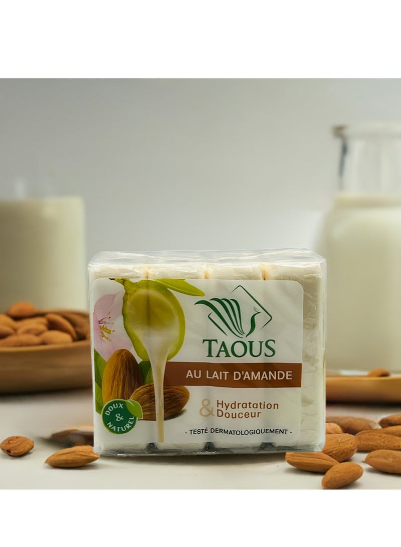 الطاووس صابون طاووس بحليب اللوز الحلو – عبوة 4 قطع | صابون ترطيب وتغذية للجسم - Image 2
